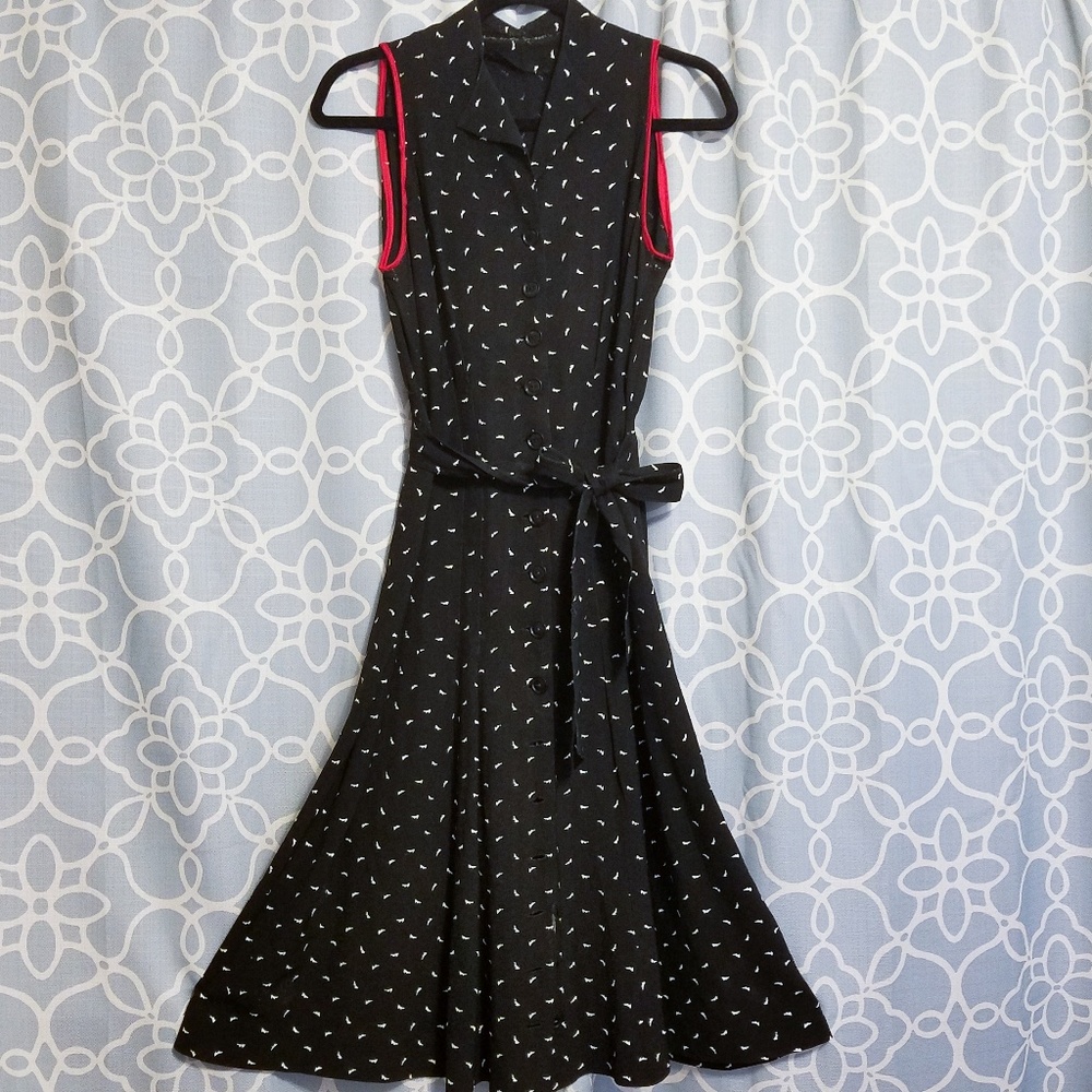 Vintage, Parisian Style Button Up Midi Dress